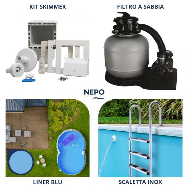 Piscina Fuori Terra Acciaio NEPOEASY Kit Completo a forma di otto