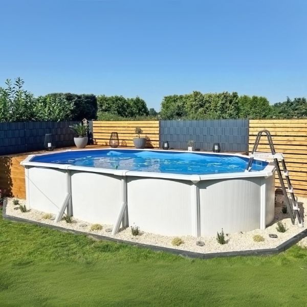 Piscina Acciaio Fuori Terra Ovale NEPOWHITE Kit Completo