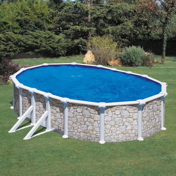 Piscina Acciaio Fuori Terra Ovale NEPOWHITE Kit Completo