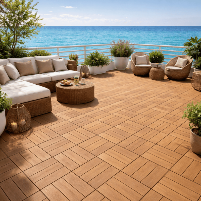 Mattonella da esterno 30 x 30 in wpc Confezione da 6 pezzi by Nepo