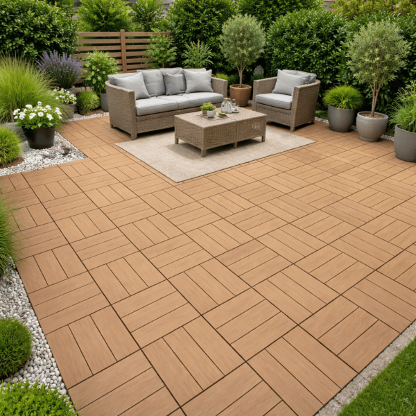 Mattonella da esterno 30 x 30 in wpc Confezione da 6 pezzi by Nepo