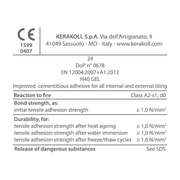 Colla per piastrelle H40 Kerakoll sacco 25 Kg