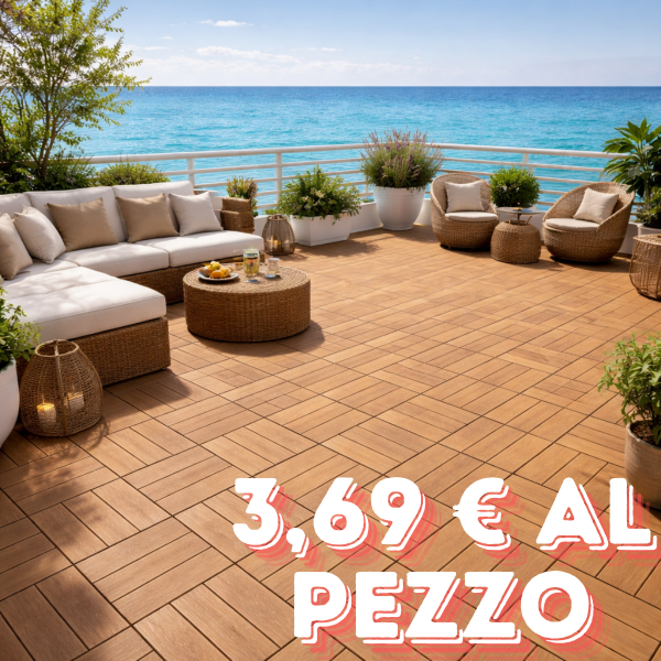 Mattonella da esterno 30 x 30 in wpc Confezione da 6 pezzi by Nepo