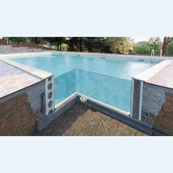 Spaccato posa Piscina Interrata Rettangolare in Casseri NEPOBLOCK 10x5mt