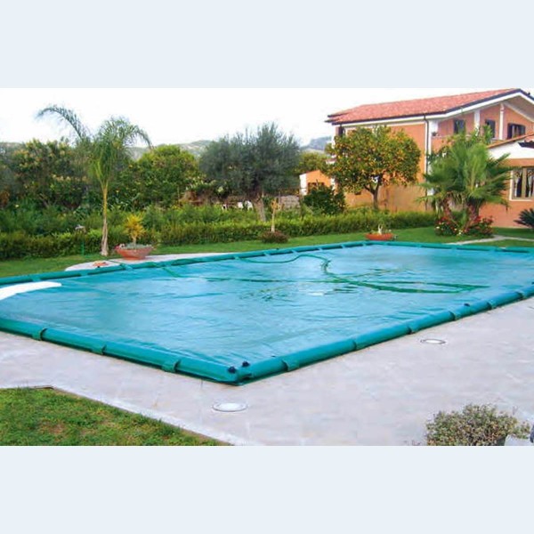 Telo per Copertura Piscina Invernale in PVC 400 gr/m² con bretelle e salamotti per piscine Rettangolari