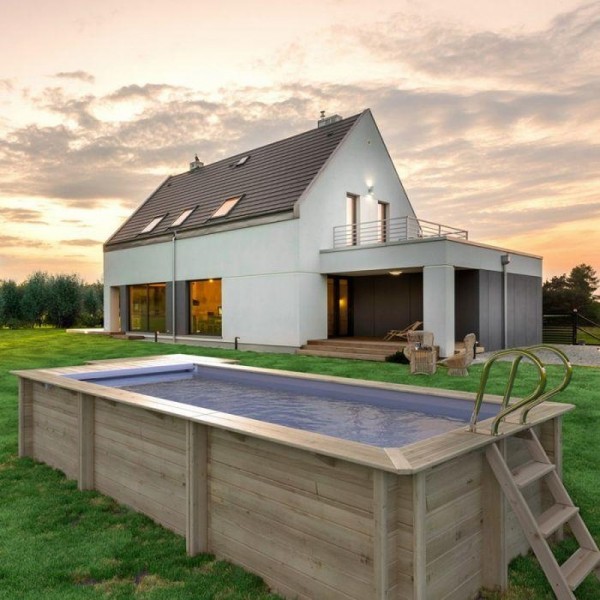 Piscina in legno fuori terra rettangolare NEWYORK - 6,50 x 3,50 h 1,33 m