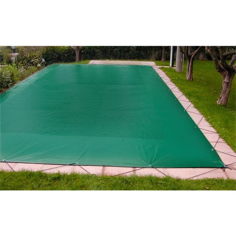 Telo per Copertura Piscina Invernale Doppio Strato rinforzato 240 gr/m² con occhielli e corda elastica per piscine Rettangolari