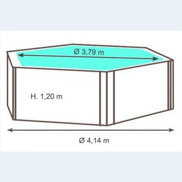 Dimensioni Piscina fuori terra in legno TROPICA ottagonale 414