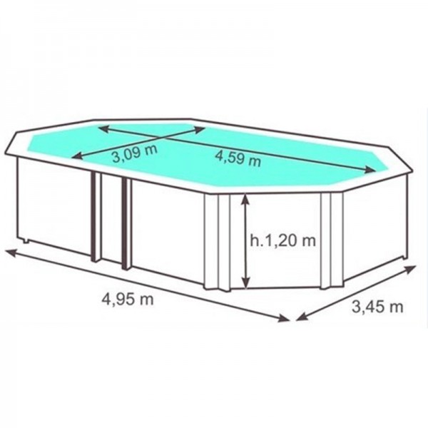 Piscina fuori terra in legno ottagonale allungata TROPICA 495x345