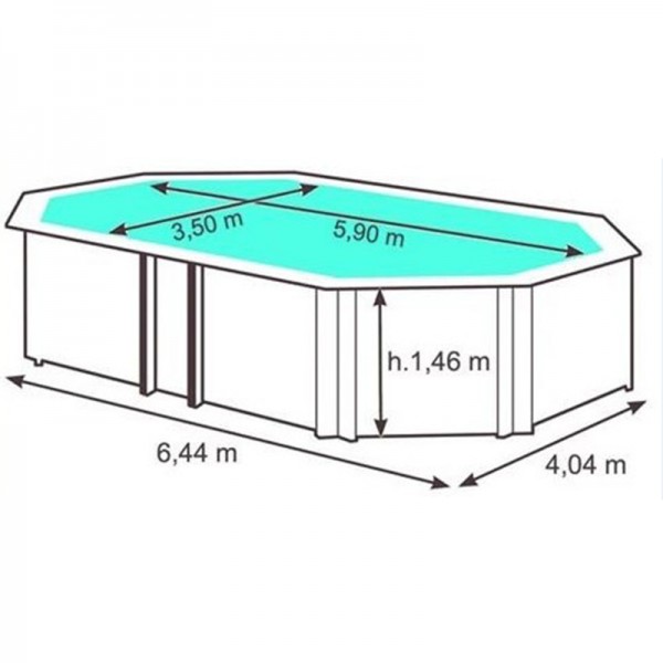 Dimensioni Piscina Fuori Terra in legno HAWAII NEPO 644x404 146