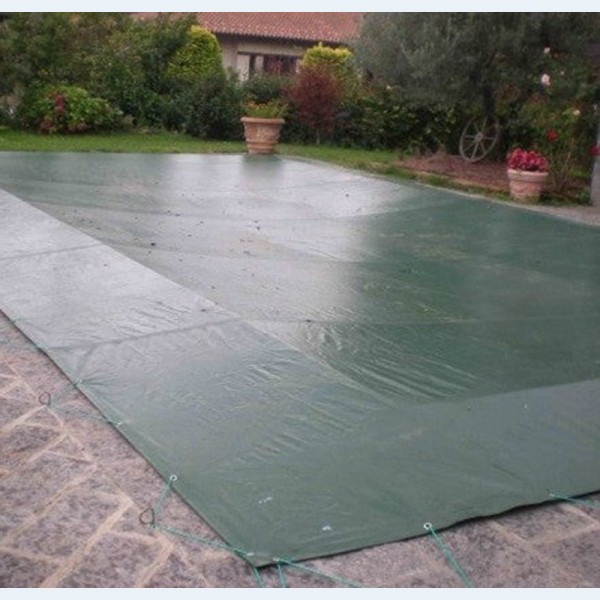 Telo per Copertura Piscina Invernale Doppio Strato rinforzato 240 gr/m² con occhielli e corda elastica per piscine Rettangolari