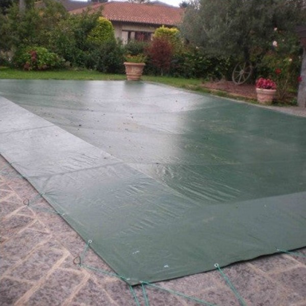 Telo per Copertura Piscine Invernale in PVC 400 gr/m² con occhielli e corda elastica per piscine Rettangolari