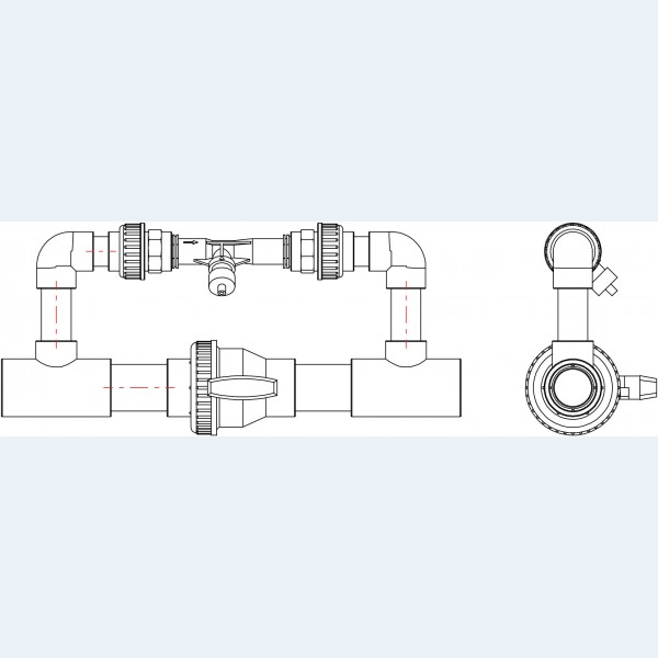 Schema montaggio decloratore piscina Venturi per le acque di controlavaggio