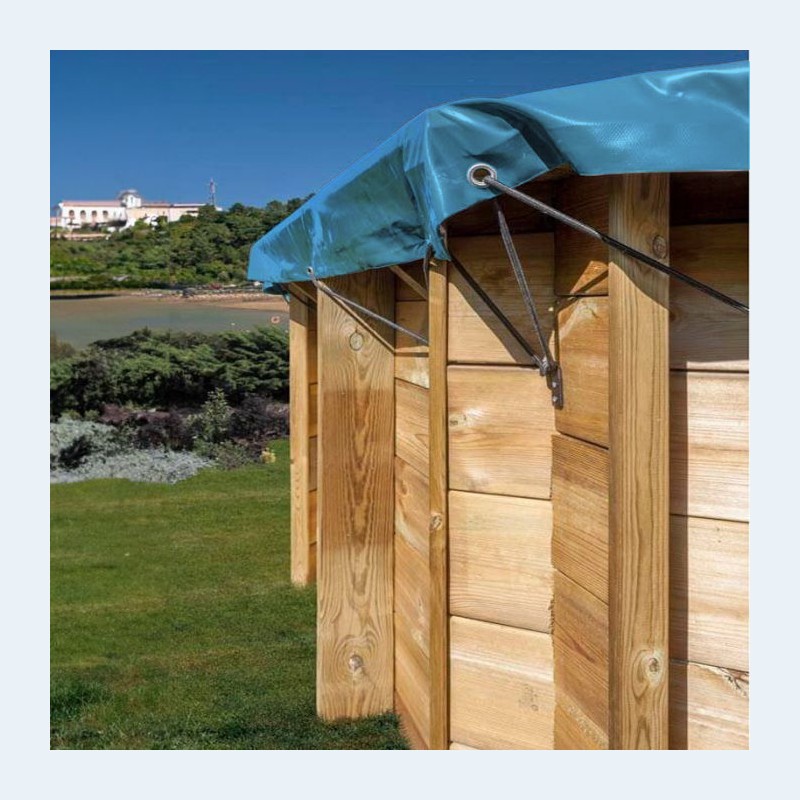 Telo Copertura Invernale E Estivo Per Piscina Rotonda Da 310 Cm, In Tessuto Oxford 420D, Con Tiranti E Picchetti, Impermeabile E Resistente Al Vento, Colore Nero - 2