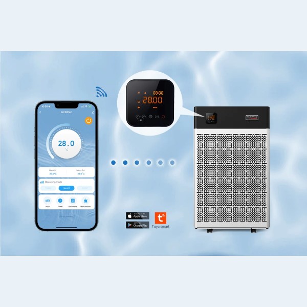 Pompa di calore per piscina INVERPAC TURBO verticale by ALSAVO - wifi