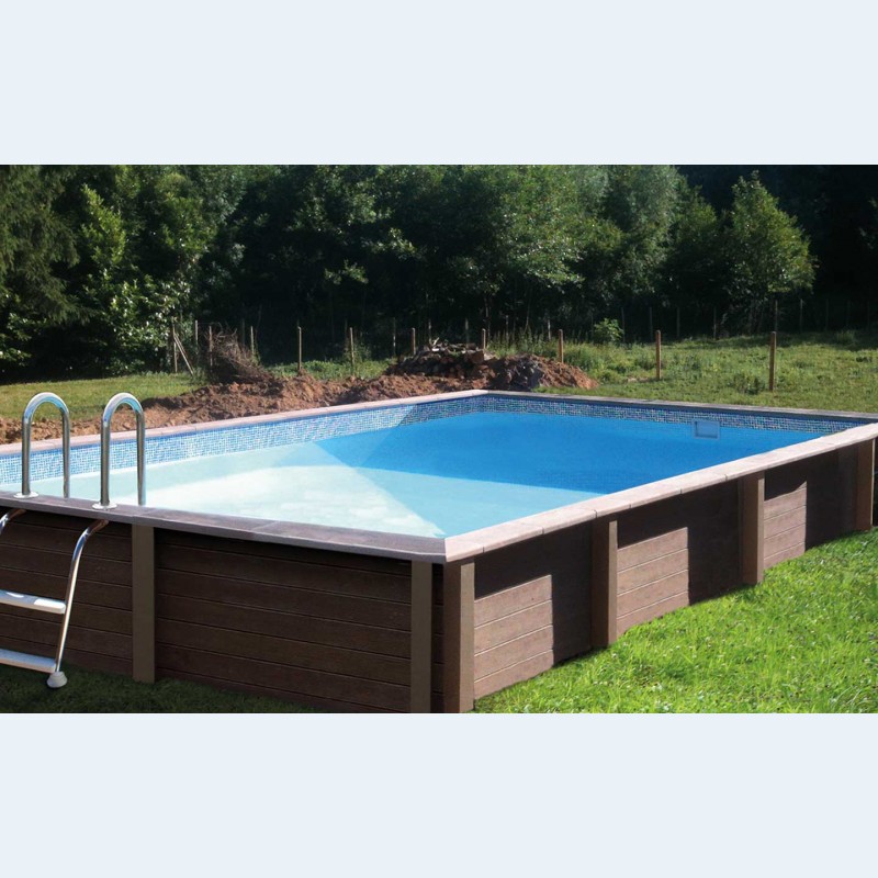 Piscina Seminterrata effetto legno in pietra ricostruita rettangolare NATURALIS 4,67 x 3,24 Piscina Seminterrata effetto legno in pietra ricostruita rettangolare NATURALIS 4,67 x 3,24
