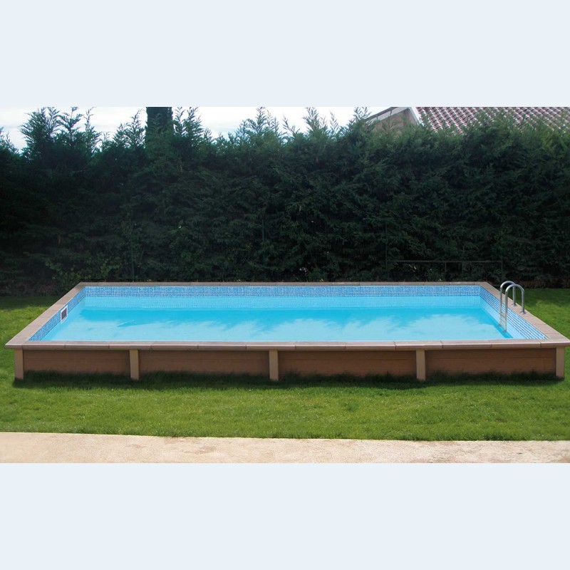 Piscina in pietra ricostruita effetto legno NATURALIS rettangolare 6,09 x 3,24