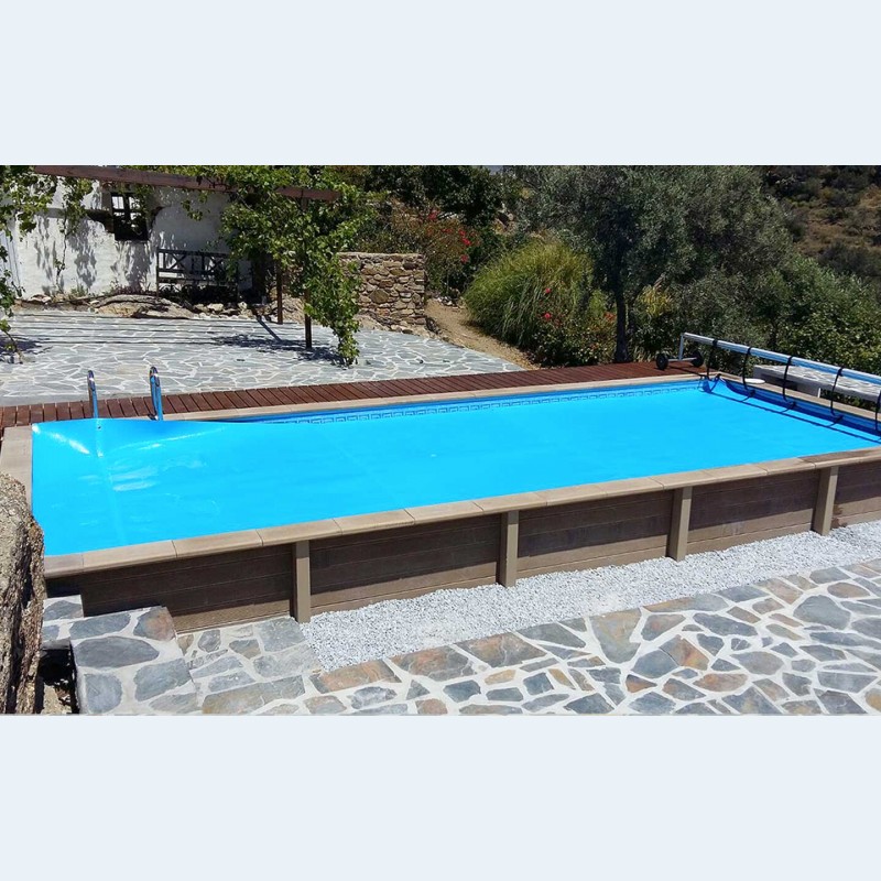 Piscina Seminterrata effetto legno in pietra ricostruita rettangolare NATURALIS 7,50 x 3,24 Piscina Seminterrata effetto legno in pietra ricostruita rettangolare NATURALIS 7,50 x 3,24