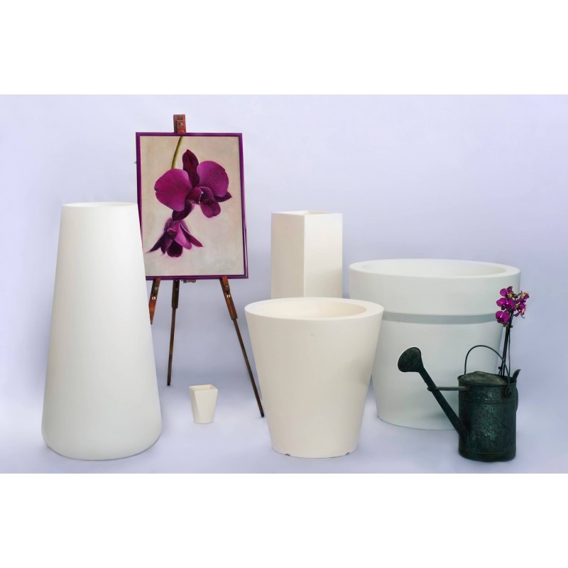 Vaso Grande Esterno 48x48 Cm Set Da 2: Fioriera Resistente Al Gelo In Plastica Con Protezione UV E Serbatoio Acqua, Effetto Terracotta