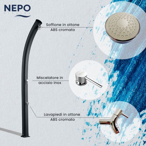 Doccia Solare da Giardino JOLLY Curva 25 Litri in Alluminio