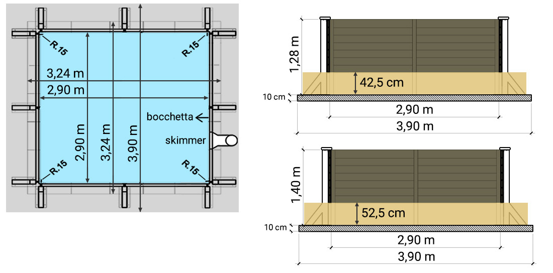 Dimensioni Piscina seminterrata NATURALIS